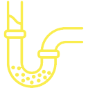 A yellow pipe with the letter u in it.